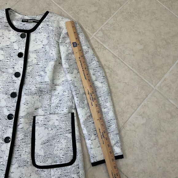 NWOT Karl Lagerfeld Blazer Jacket women’s Size 2 textured black piping Career - Picture 8 of 13
